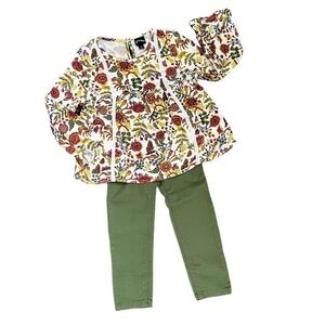 Fall Floral Top & Jeggings / Pull-on Pants Set Size 4T